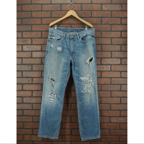 levi 514 ripped jeans
